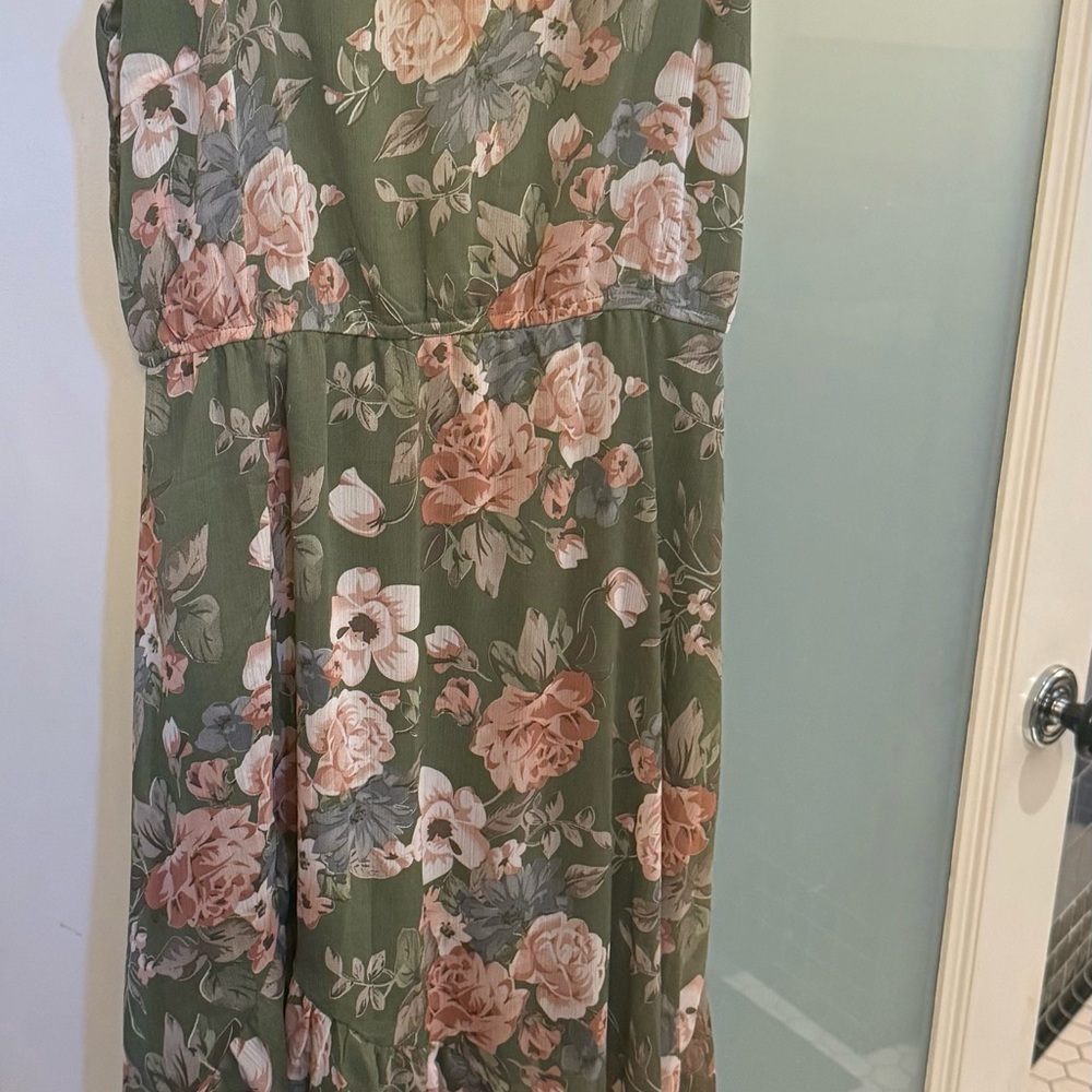 Hayden Green and Pink Floral High Low Dress